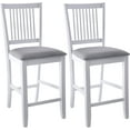thumbnail image 3 of Duhome Wood Bar Stools with Back Set of 2, Counter Height Chairs Upholstered Barstool Farmhouse Counter Stools for Kitchen Island, White, 3 of 7