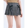 thumbnail image 5 of Biezeib Women's Fashion Mini Skirts Plaid Double Bowknot Short Skirts Summer Casual Pleated Skirts, 5 of 6