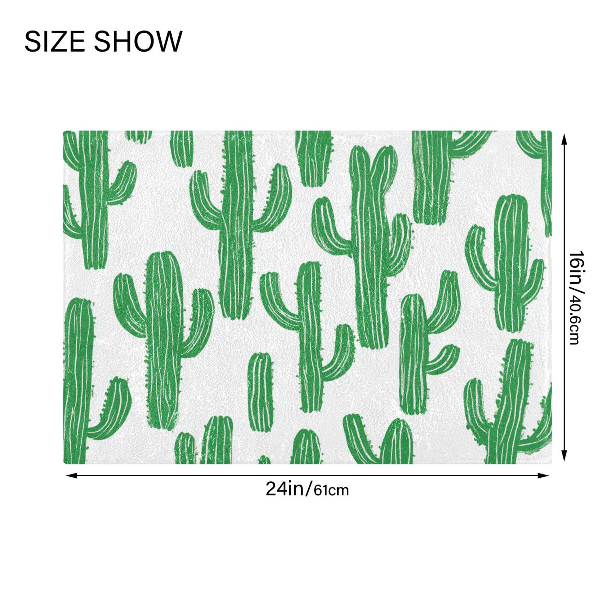Yayeee Bath Rugs for Bathroom Floor Non Slip Non Skid Set of 2 Soft Absorbent Green Cactus Pattern Machine Washable Mat