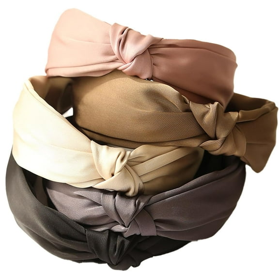 LinYooLi 5 Pack Wide Satin Knotted Headband for Women, Girls’s Cute Hair Band Hair Styling Accessories