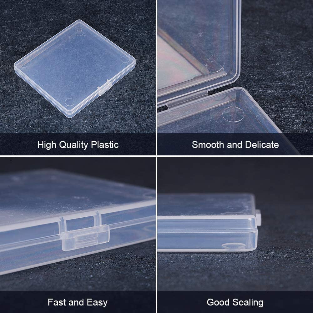 18 Pack Rectangle Clear Plastic Bead Storage Containers Box Drawer Organizers with Lid for Beads Cards and Other Craft Accessories - 3.3x3x0.47 Inches Clear