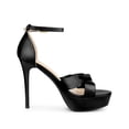 thumbnail image 3 of BLISSFUL STEP Women's Satin Knot Platform Stiletto Heel Sandals Black 10, 3 of 7