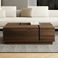 thumbnail image 2 of Walnut Rectangular Coffee Table With Sliding Top, 2 Hidden Storages, Drawers, Modern & Top Table, Drawers And Walnut, Purity, 2 of 6