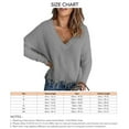 thumbnail image 6 of Women V Neck Long Sleeve Knit Sweater Fashionable Autumn Winter Off Shoulder Women Casual Loose Pullover Sweater Grey XL, 6 of 6