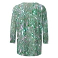 thumbnail image 4 of Feancey Womens Dressy 3/4 Sleeve Tunic Tops Trendy Sequin Print Loose Blouses Comfy Round Neck Pullover Elegant Cocktail Party Tee Shirts Green L, 4 of 5