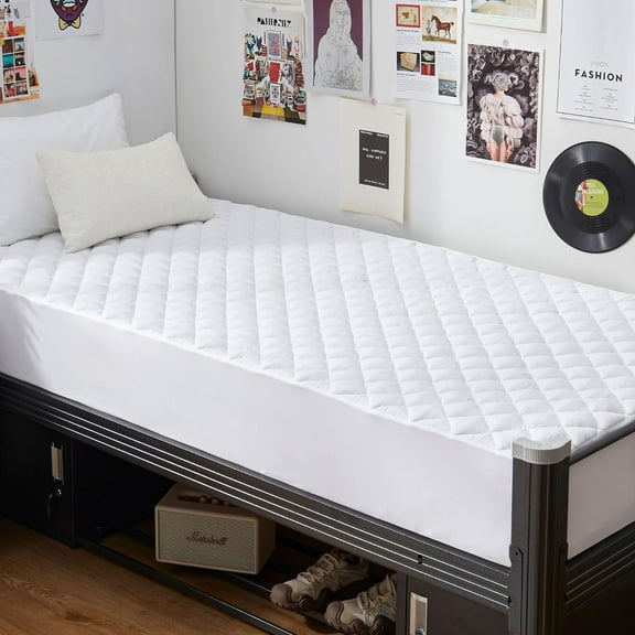 100% Cotton Twin Size Mattress Topper, Breathable & Machine Washable Cooling Mattress Pad Cover, Pillow Top Mattress Protector with 8-22" Deep Pocket