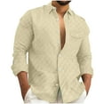 thumbnail image 2 of Blusa y camisa de manga larga con cuello vuelto para hombre Camisa a cuadros de manga larga con cuello vuelto Camisa de manga larga con solapa para hombre Blusa de poliéster para hombre, 2 of 6