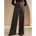 thumbnail image 6 of JUUNthy Womens Polka Dot Dress Pants, Wide Leg Flat Front High Rise Formal Office Daily Palazzo Trousers with Pockets Black M, 6 of 14