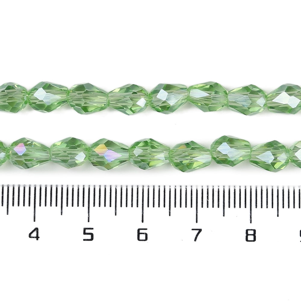 Transparent Electroplate Glass Beads Strands AB Color Plated Faceted Teardrop Light Green 15x10mm Hole: 1.6mm about 46~48pcs/strand 27.95''(71cm)