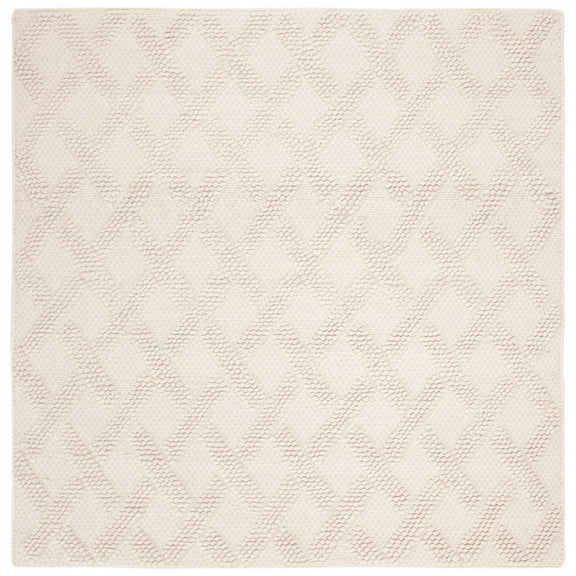 SAFAVIEH Natura Ashley Braided Crisscross Wool Area Rug, Ivory/Beige, 6' x 6' Square