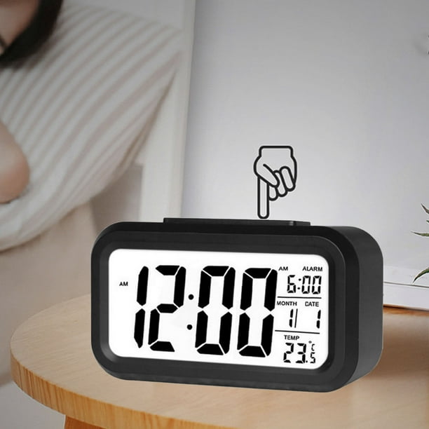 Reloj despertador digital inteligente, reloj despertador electrónico recargable para estudiantes, reloj despertador electrónico innovador, diseño fácil de usar