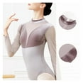 thumbnail image 4 of Ballet Leotards For Women Stand Collar Velvet Patchwork Mesh Leotard Ballerina Clothes Long Sleeve Bodysuit Swimwear Costume, 4 of 6