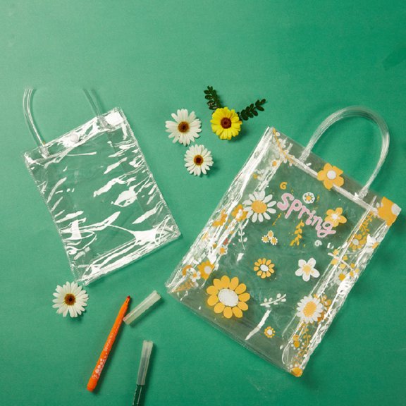 HEMOTON  6 Pcs Hand Painted Tote Bag Handles Bags Clear Favor Handbag The Child