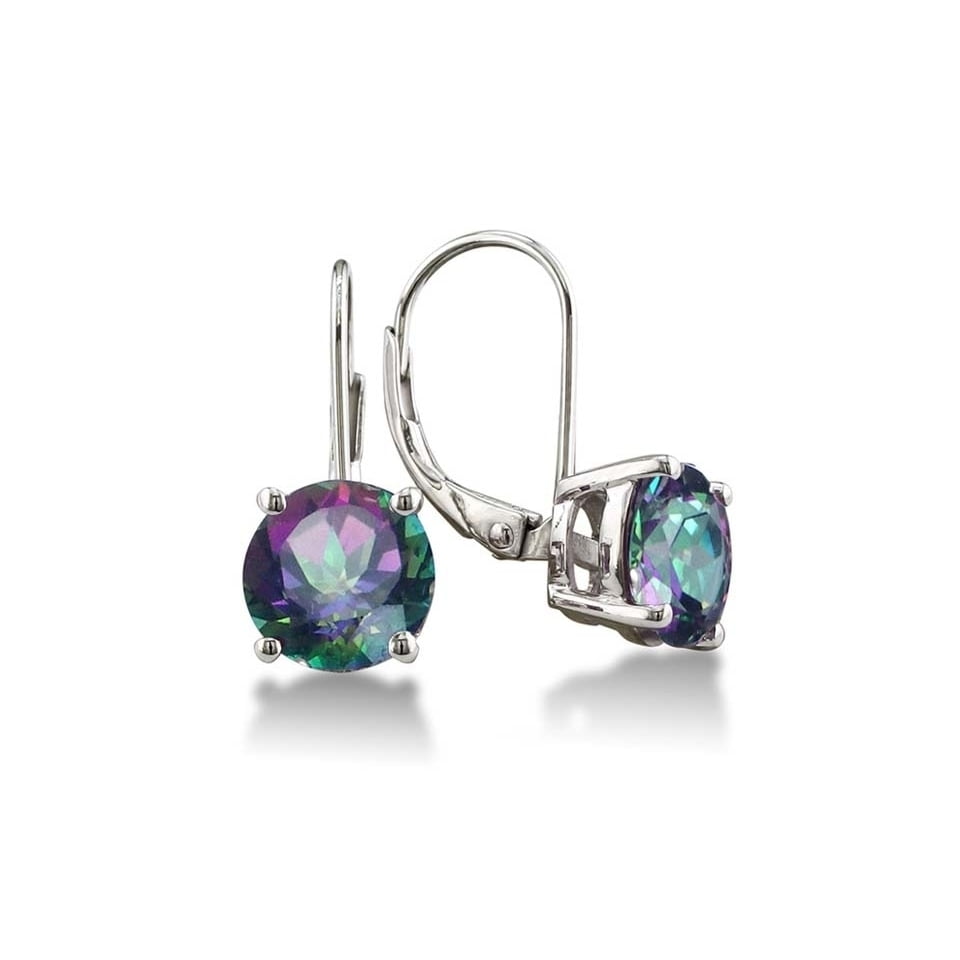 3.50 CTTW Genuine Mystic Topaz Leverback Earrings in Sterling Silver