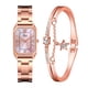 thumbnail image 1 of Relojes de pulsera para mujer, de moda, de cristal dorado, de acero inoxidable, analógico, de cuarzo, para escritorio, 1 of 3