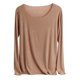 thumbnail image 1 of Camiseta de manga larga acanalada para mujer, cuello redondo, con lentejuelas, camisetas casuales de Abanopi Beige/Medio, 1 of 7