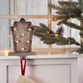 thumbnail image 2 of glitzhome 7.5" H Gift Box LED Light Stocking Holder Galvanized Seasonal Home Decor, 2 of 8