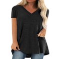 thumbnail image 1 of POINTERTECK Women Summer Short Sleeve V-Neck T-Shirt Casual Solid Color Oversized Loose Tops, 1 of 4