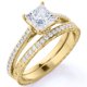 thumbnail image 1 of JeenMata Anillo de Compromiso Antiguo Sencillo con Banda Pavé de Diamantes de Talla Princesa - Oro Amarillo de 10 K, 1 of 6