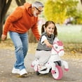thumbnail image 2 of Costway 12V Kids Ride on Unicorn Toy with Training Wheels Music One-button Start Horse Toy Pink, 2 of 10