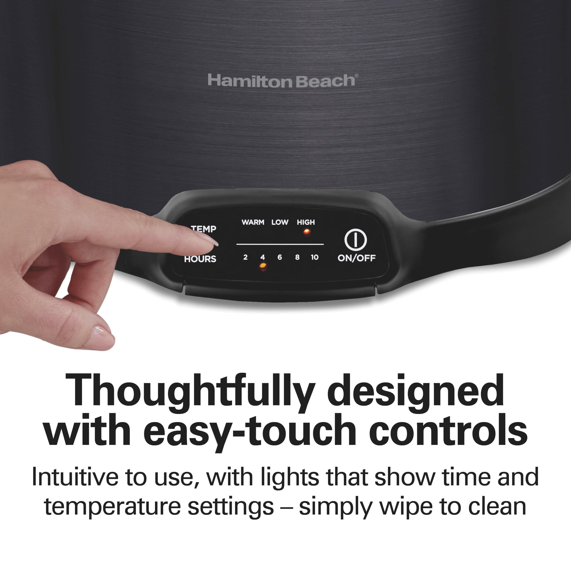 Hamilton Beach 7 Qt Programmable Slow Cooker, Stoneware Crock with Removable Pot, Includes Party Dipper Food Warmer, Black
