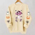 thumbnail image 6 of Womens Halloween Tops Crew Neck Funny Ghost Printed Long Sleeve Trendy Spooky Festival Pullover Top Khaki S, 6 of 6