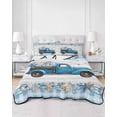 thumbnail image 2 of Quilt King Size Bedding Set, Blue Truck Coastal Reversible Summer Quilt 3 Pieces, Summer Beach Coral Starfish Shell Lightweight Bedspreads Coverlets with 2 Pillow Shams for All Seasons, 2 of 5