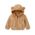 thumbnail image 2 of CYRBOKO Boys Fleece Jackets, Hooded Full Zip Super Soft Fall/Winter Outerwear with Pockets Khaki Size 4 T, 2 of 6