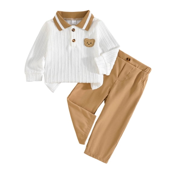 Akiihool Toddlers Boys Clothes Toddler Baby Boy Waffle Clothes Outfit Long Hoodie Stripe Pants Set Infant Winter Outfit 6 12 18 Months 2T 3T Khaki,4-5 Years