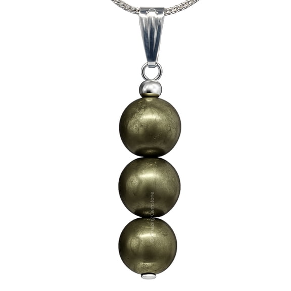 Pyrite Bead Necklace - Silver Necklace Pendant Jewelry for Women