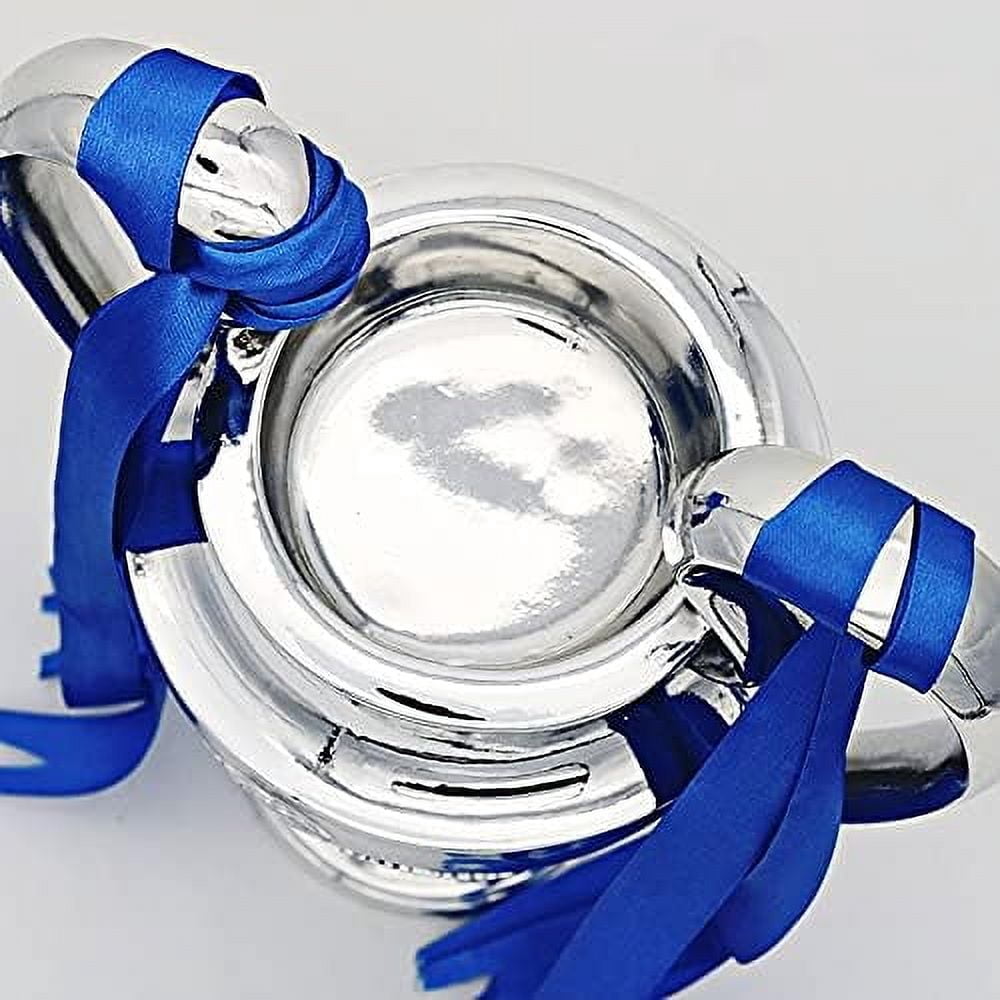 European Champion Football Trophy, Resin St. Bernard League Replica Award Cup, Silver with Blue Ribbons for Sport Fan League Team,Silver