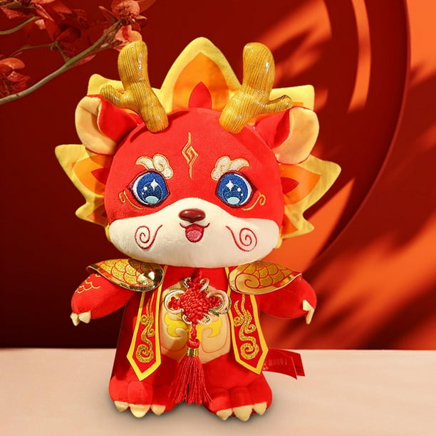 Dragón de peluche de juguete, muñeco de animal, adorno de regalo, figura de dragón abrazable, juguete de peluche para reuniones en el hogar, año del