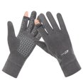 thumbnail image 1 of 1 Pair Winter Cycling Gloves Letter Printing Finger Caps Touch Screen All Fingers Great Friction Keep Warm Particle Palm Solid Color Ridding Gloves for Going Out, 1 of 10