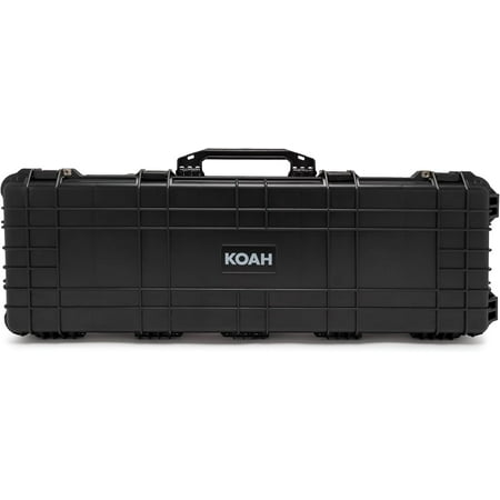 Koah 44 Inch Weatherproof Protective Roller Rifle Hard Case with Customizable Foam Pressure Valve and Lock Fittings (Black)