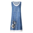 thumbnail image 4 of SMihono Robe d'Été pour Femmes Grande Taille Mode Femmes Décontractée Aguichant à Col Rond à Imprimé Floral Fausse Robe Deux Pièces Sans Manches, 4 of 4