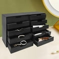 thumbnail image 2 of 4 Pack Wooden Desktop Storage Organizer, Stackable Drawer Cabinet with Drawers Vintage Apothecary Cabinet, Card Catalog Wooden Storage Box for Desktop Organizer,No Assembly Required (Black), 2 of 8
