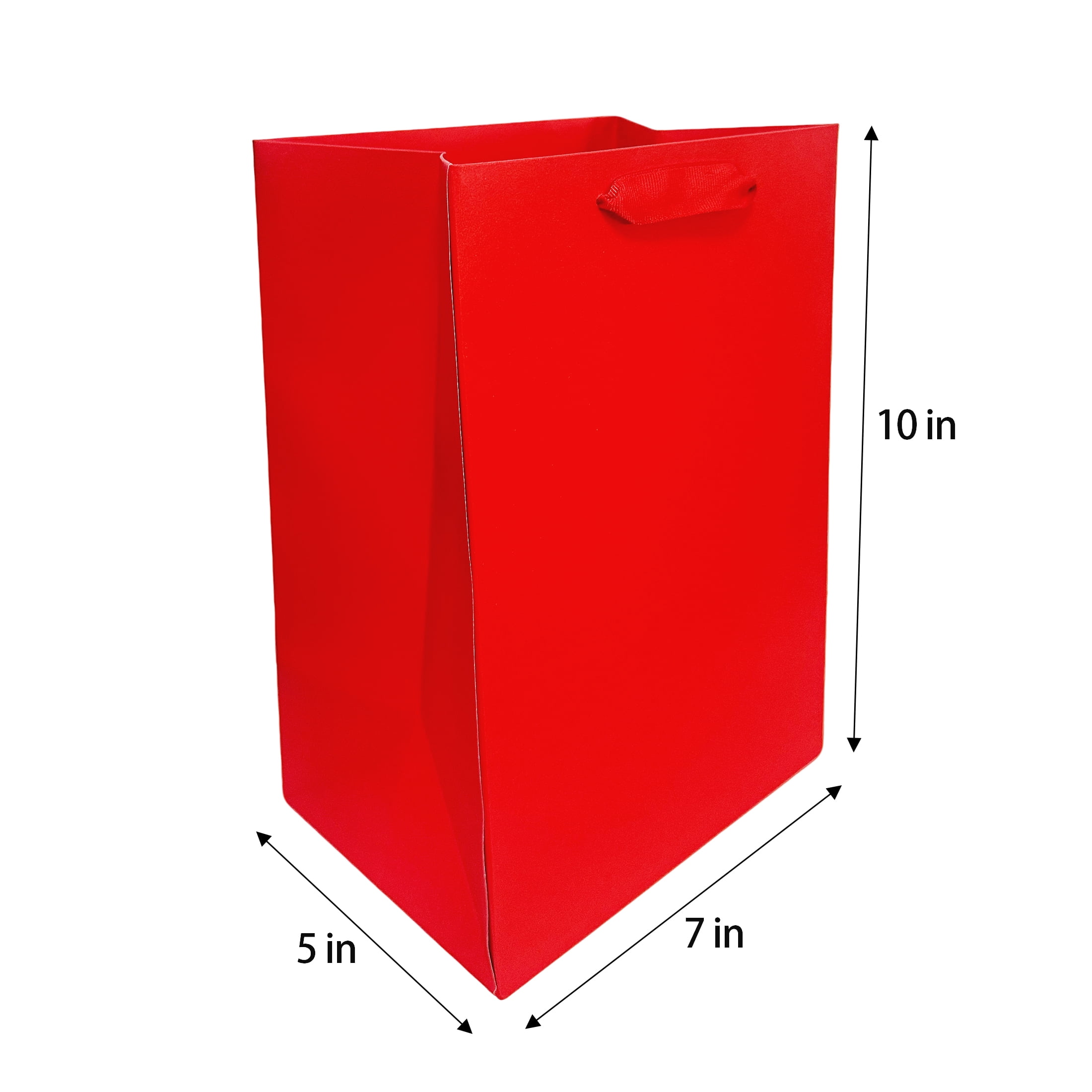 Large Red Paper Gift Bags, 7" x 5“ x 10", 3 Count, by Way To Celebrate