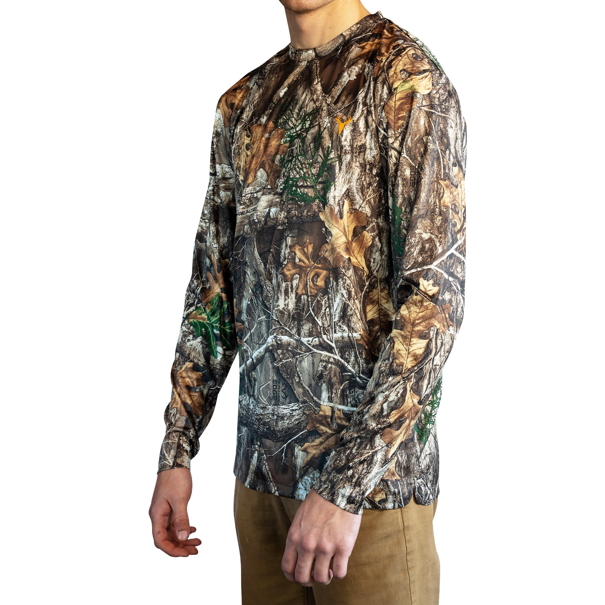 HOT SHOT Men's Camo Hunting Lightweight Performance Long Sleeve Shirt - Realtree Edge, Large