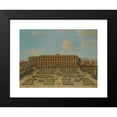 thumbnail image 2 of Follower of Francesco Battaglioli 14x12 Black Modern Framed Museum Art Print Titled - View of a Palace, Possibly the Palacio Riofrio in Segovia, with Figures Promenading in the Formal Garden, 2 of 5