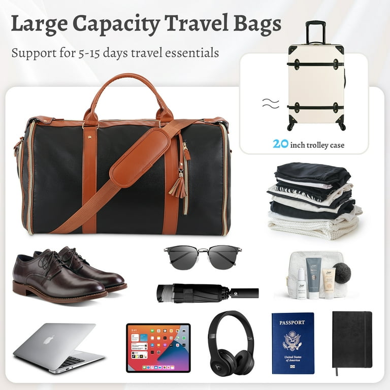 Convertible Travel Garment Bag, Overnight Bag Waterproof Leather