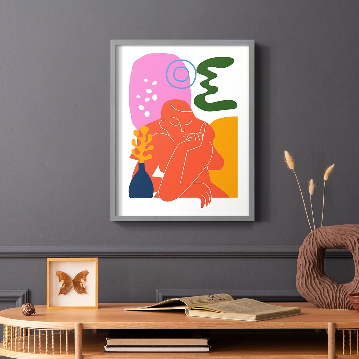 Matisse CDLVIII in Gray Solid Wood Framed Print No Nail Hanging