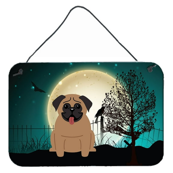 Carolines Treasures BB2195DS812 Halloween Scary Pug Brown Wall or Door Hanging Prints  8x12 multicolor