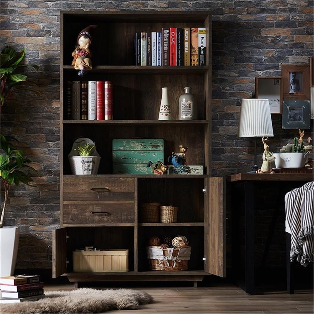 Furniture of America Berto Farmhouse Wood 3-Shelf Bookcase in Reclaimed Oak
