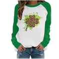 thumbnail image 1 of CEHVOM T-Shirt Décontracté à Manches Longues Imprimé Patchwork pour Femmes pour la Saint-Patrick, Col Rond, 1 of 4