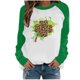 thumbnail image 1 of Moda mujer primavera Patchwork St. Patrick's Day impreso manga larga cuello redondo Casual Tee Tops Pompotops  gfhjh20084, 1 of 4