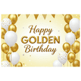 thumbnail image 7 of LUUFILx Glittery Golden Happy Golden Birthday Banner Backdrop Background Party Decoration, 7 of 7