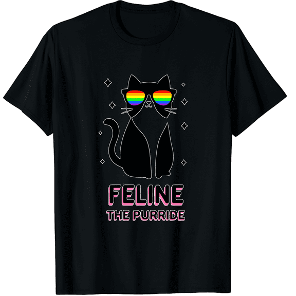 Feline The Purride Rainbow Cat Pride LGBTQ Unisex T-Shirt