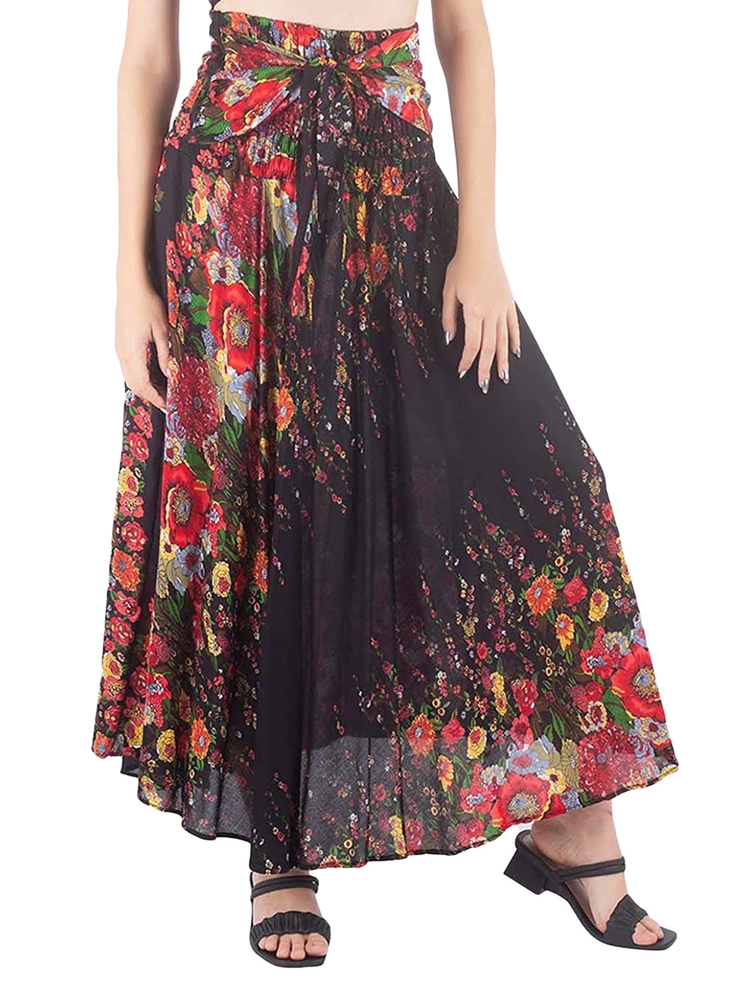 Women Bohemian Skirts Long Hippie Skirt High Waist Gypsy Size Beach Dress - Walmart.com