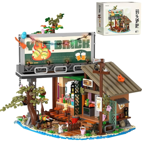 GZBrick Beer Barbecue Building Sets Compatible with Lego City Apartment Store & LED Lights for Boys Girls 1108PCS