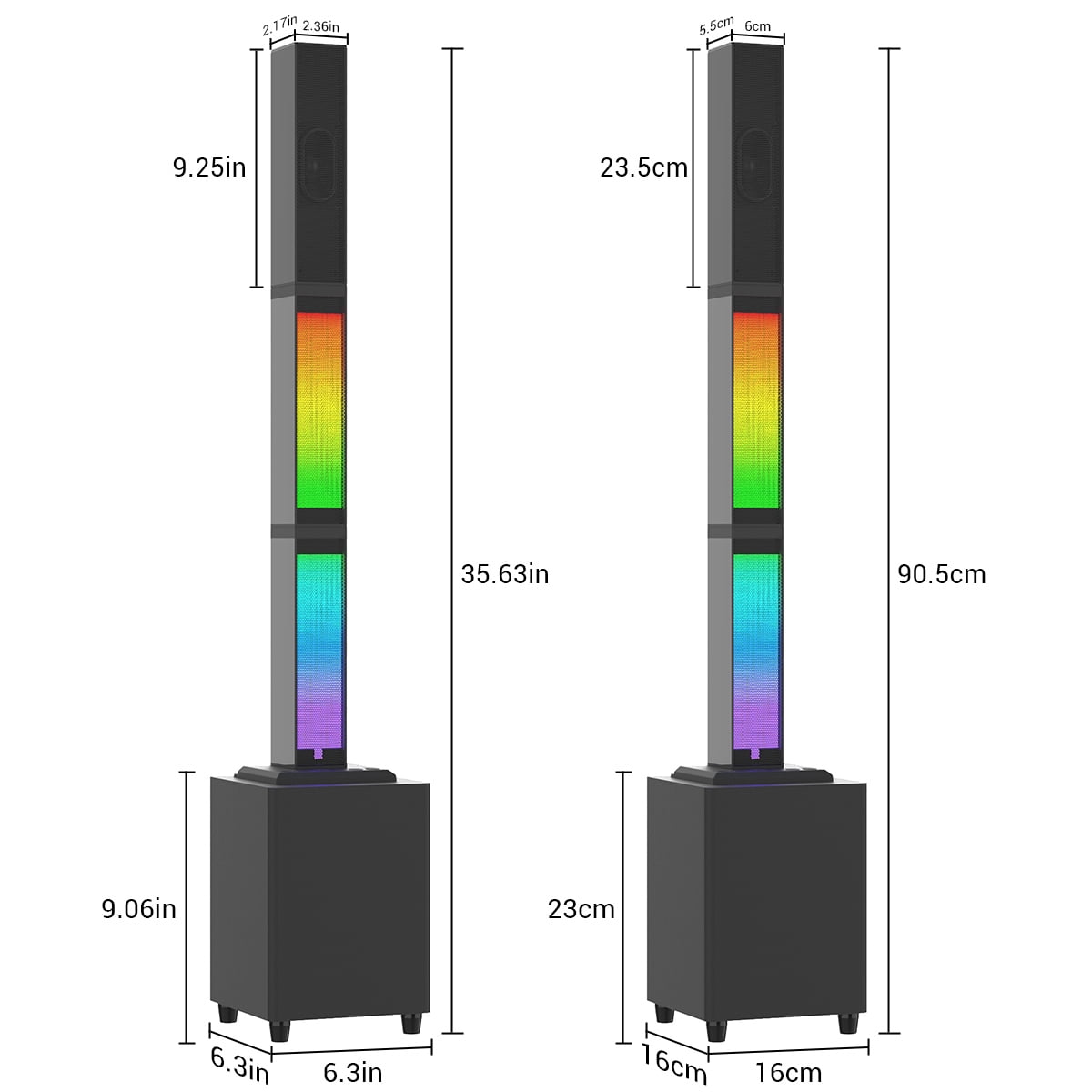 CURUK Bluetooth Surround Sound Speaker System 30W Subwoofer, 2* 15W Tweeter Detachable RGB Lights with Remote,  for Home Theater, TV, PC, K-Song, USB/AUX/TWS